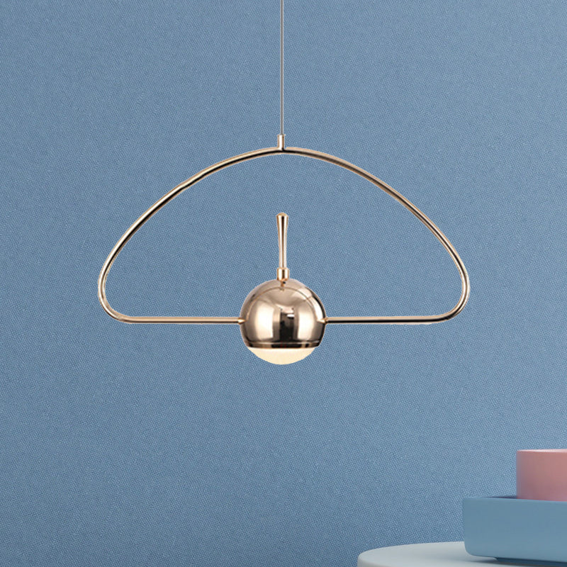 Rectangular/Triangular/Circular Wire Frame Ceiling Pendant Contemporary Metal 1 Light Chrome/Gold Pendant Light Fixture for Bedroom Gold C Clearhalo 'Ceiling Lights' 'Modern Pendants' 'Modern' 'Pendant Lights' 'Pendants' Lighting' 246680