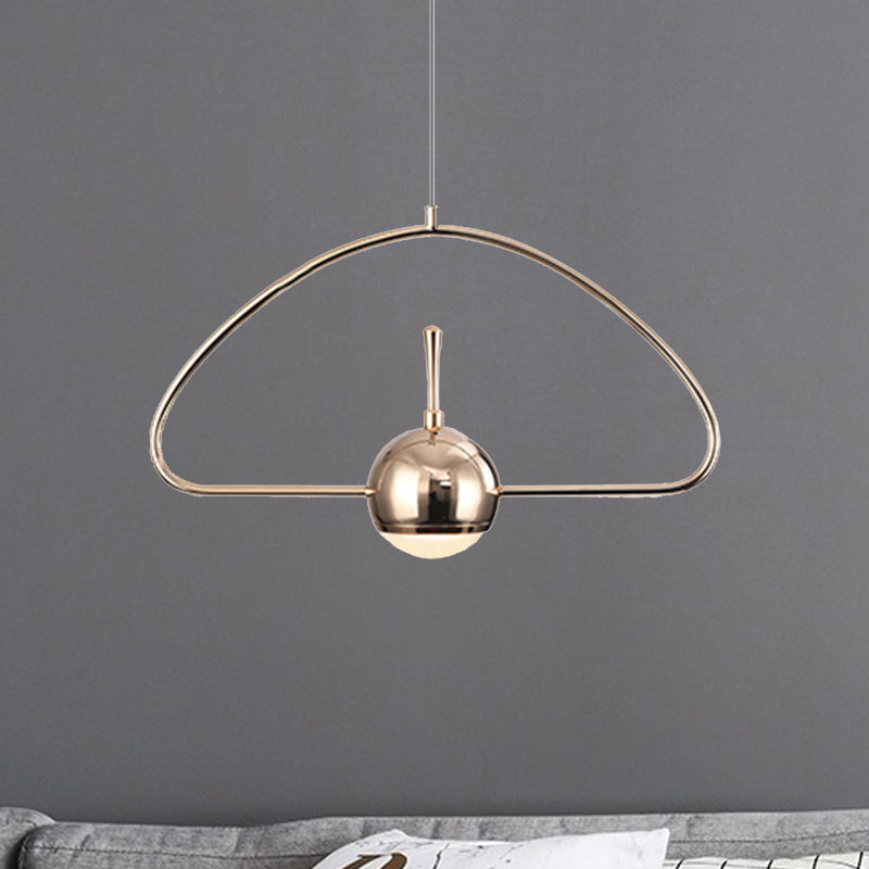 Rectangular/Triangular/Circular Wire Frame Ceiling Pendant Contemporary Metal 1 Light Chrome/Gold Pendant Light Fixture for Bedroom Clearhalo 'Ceiling Lights' 'Modern Pendants' 'Modern' 'Pendant Lights' 'Pendants' Lighting' 246681