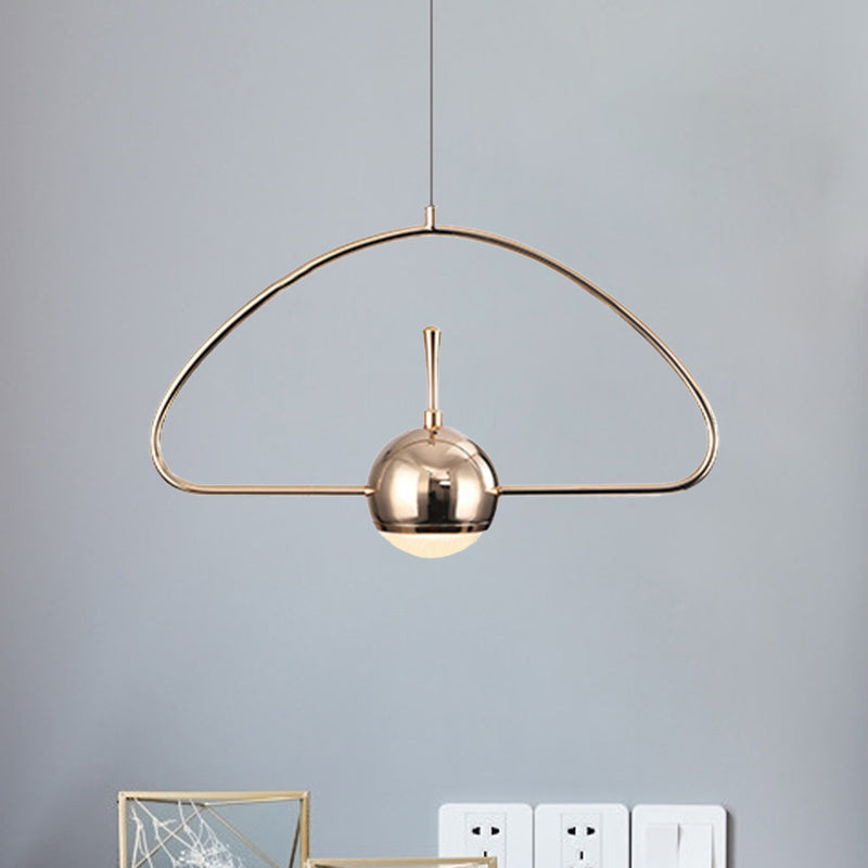 Rectangular/Triangular/Circular Wire Frame Ceiling Pendant Contemporary Metal 1 Light Chrome/Gold Pendant Light Fixture for Bedroom Clearhalo 'Ceiling Lights' 'Modern Pendants' 'Modern' 'Pendant Lights' 'Pendants' Lighting' 246682