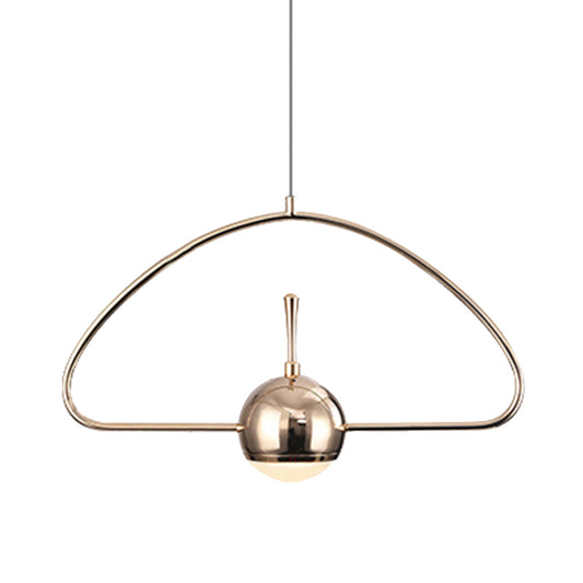 Rectangular/Triangular/Circular Wire Frame Ceiling Pendant Contemporary Metal 1 Light Chrome/Gold Pendant Light Fixture for Bedroom Clearhalo 'Ceiling Lights' 'Modern Pendants' 'Modern' 'Pendant Lights' 'Pendants' Lighting' 246683