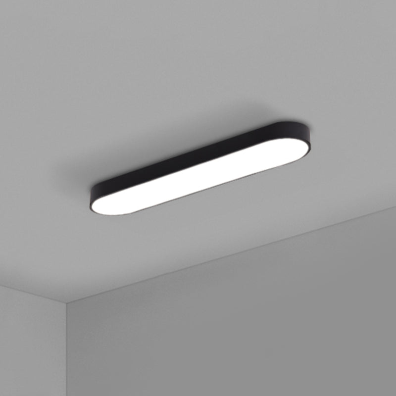 Elliptical Meeting Room Ceiling Flush Light Aluminum Minimalistic LED Flush Mount Lamp Black 24.5" Clearhalo 'Ceiling Lights' 'Close To Ceiling Lights' 'Close to ceiling' 'Flush mount' Lighting' 2466854