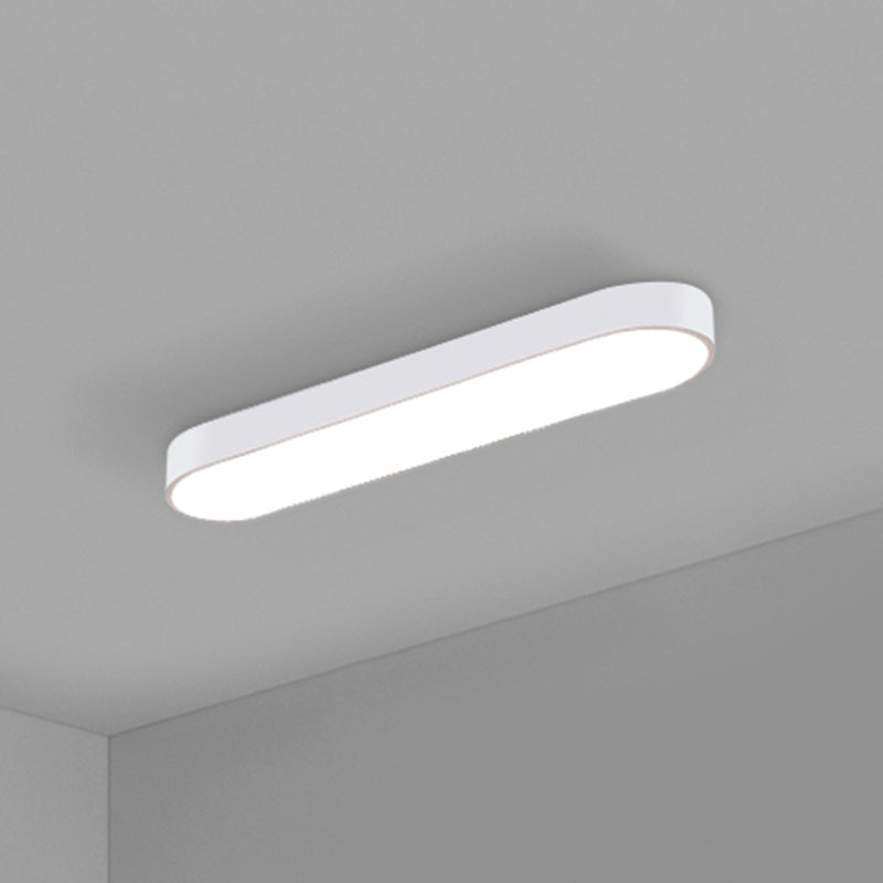 Elliptical Meeting Room Ceiling Flush Light Aluminum Minimalistic LED Flush Mount Lamp White 24.5" Clearhalo 'Ceiling Lights' 'Close To Ceiling Lights' 'Close to ceiling' 'Flush mount' Lighting' 2466860