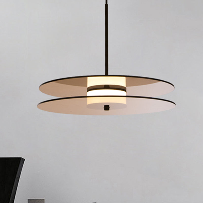 Amber Glass Disc Pendant Lighting with Horizontal/Vertical Design Modern 1 Light Led Hanging Lamp Fixture Amber Horizontal Clearhalo 'Ceiling Lights' 'Glass shade' 'Glass' 'Modern Pendants' 'Modern' 'Pendant Lights' 'Pendants' Lighting' 246688