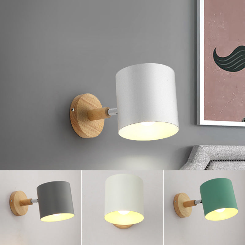 Rotatable Shade Metal Wall Mounted Reading Light Macaron Style 1-Light Wall Lamp for Bedroom Clearhalo 'Wall Lamps & Sconces' 'Wall Lights' Lighting' 2466982