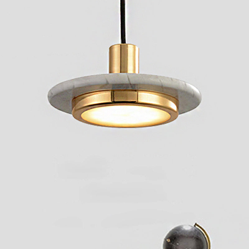 Round Metal Pendant Lighting Modern 1 Light White/Black/Green Hanging Ceiling Lamp with Marble Ring Clearhalo 'Ceiling Lights' 'Modern Pendants' 'Modern' 'Pendant Lights' 'Pendants' Lighting' 246711