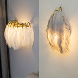 Feather Shaded Wall Mount Light Minimalist Wall Sconce Light Fixture for Living Room Clearhalo 'Wall Lamps & Sconces' 'Wall Lights' Lighting' 2467113_262fe798-fef5-4953-8c58-fbc6e51a4ef7