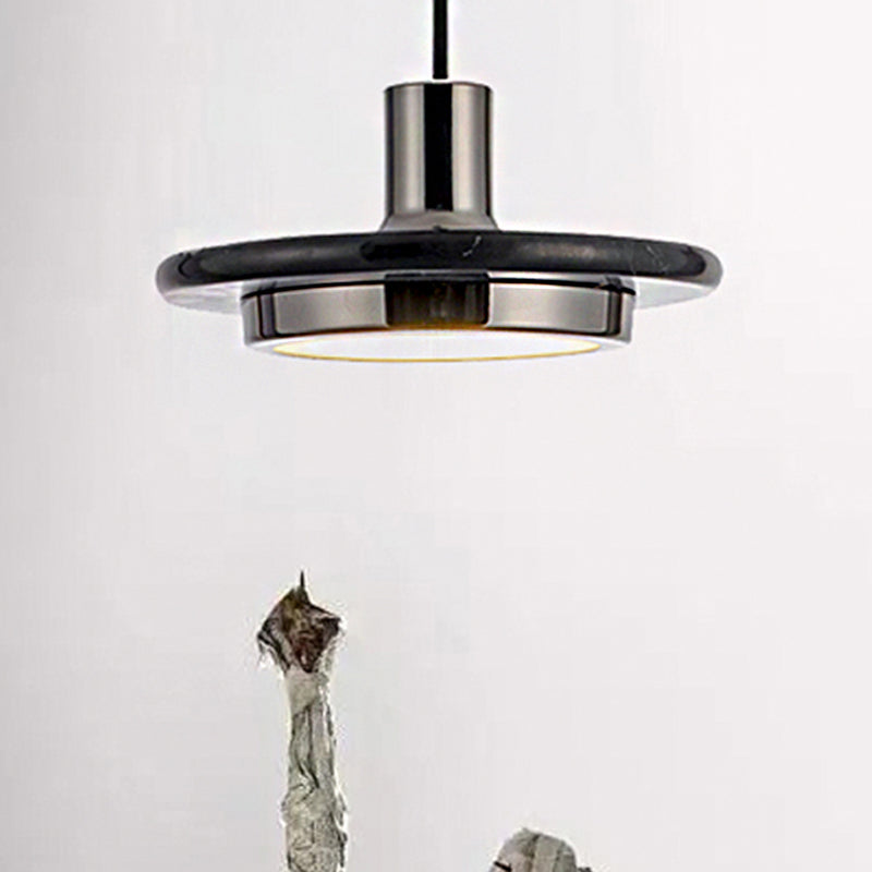 Round Metal Pendant Lighting Modern 1 Light White/Black/Green Hanging Ceiling Lamp with Marble Ring Clearhalo 'Ceiling Lights' 'Modern Pendants' 'Modern' 'Pendant Lights' 'Pendants' Lighting' 246714