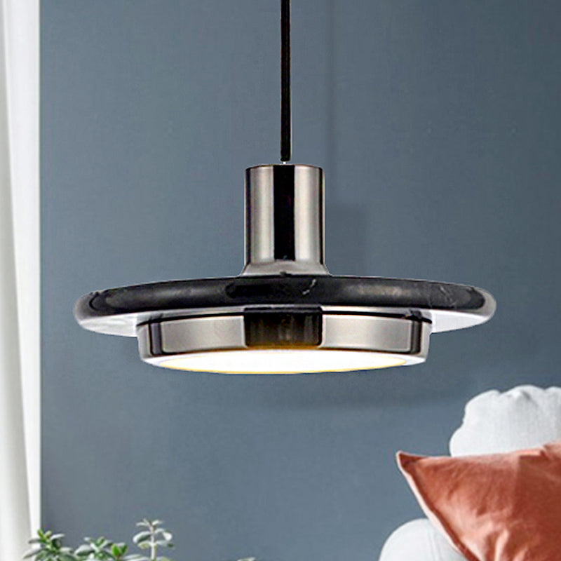 Round Metal Pendant Lighting Modern 1 Light White/Black/Green Hanging Ceiling Lamp with Marble Ring Clearhalo 'Ceiling Lights' 'Modern Pendants' 'Modern' 'Pendant Lights' 'Pendants' Lighting' 246715