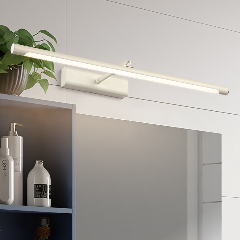 Tube LED Vanity Sconce Light Simple Metallic Bathroom Wall Mounted Light Fixture White Single Arm Clearhalo 'Modern wall lights' 'Modern' 'Vanity Lights' 'Wall Lights' Lighting' 2467173