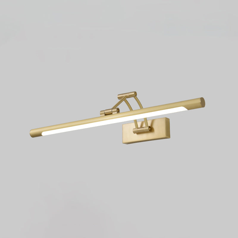 Minimalist Tube Shaped Vanity Light Fixture Acrylic LED Wall Mount Lamp with 3-Joint Swing Arm Brass Clearhalo 'Vanity Lights' 'Wall Lights' Lighting' 2467216