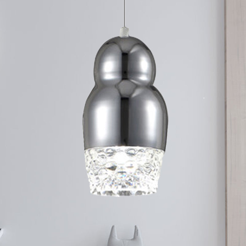 1/3 Heads Metal Pendant Lamp with Gourd Shade Postmodern Chrome/Gold/Rose Gold Suspended Pendant Light for Bar in Warm/White 1 Chrome Clearhalo 'Ceiling Lights' 'Pendant Lights' 'Pendants' Lighting' 246733_6a3bf89e-4df0-4f8e-80b6-532237425f34