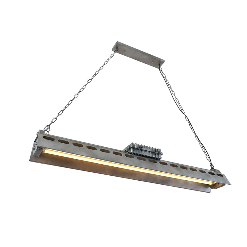 Triangular Metal Island Lighting Fixture Loft Style 1 Head Restaurant Billiard Lamp Silver Clearhalo 'Ceiling Lights' 'Island Lights' Lighting' 2467389