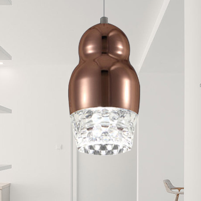 1/3 Heads Metal Pendant Lamp with Gourd Shade Postmodern Chrome/Gold/Rose Gold Suspended Pendant Light for Bar in Warm/White Clearhalo 'Ceiling Lights' 'Pendant Lights' 'Pendants' Lighting' 246739