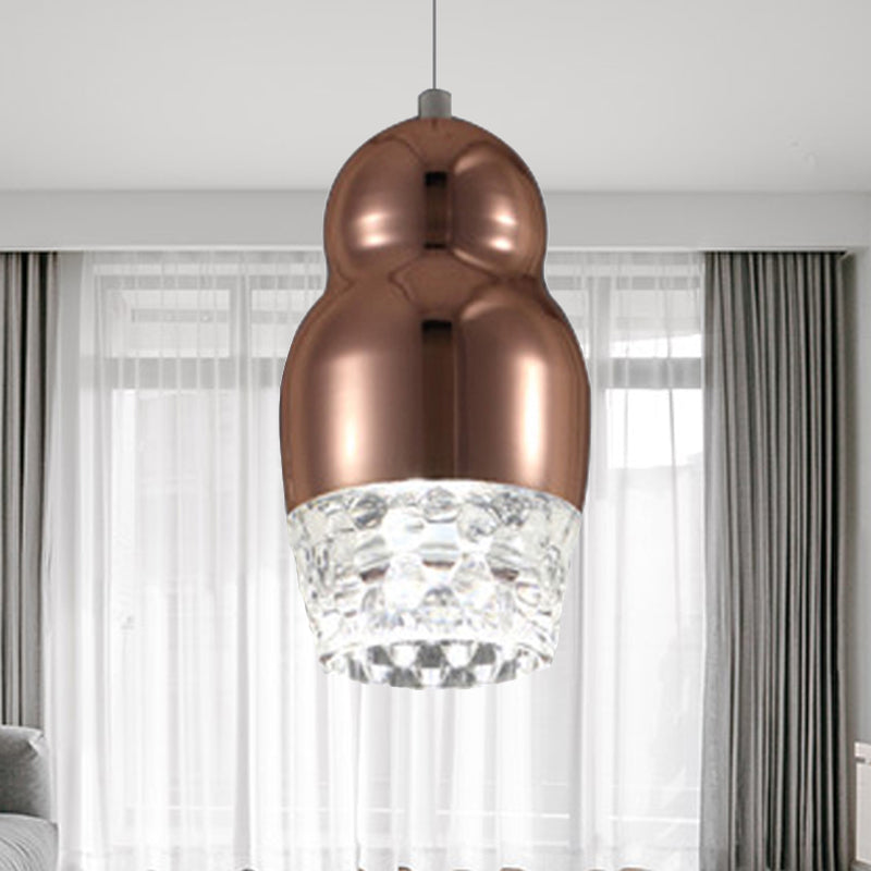 1/3 Heads Metal Pendant Lamp with Gourd Shade Postmodern Chrome/Gold/Rose Gold Suspended Pendant Light for Bar in Warm/White Clearhalo 'Ceiling Lights' 'Pendant Lights' 'Pendants' Lighting' 246740