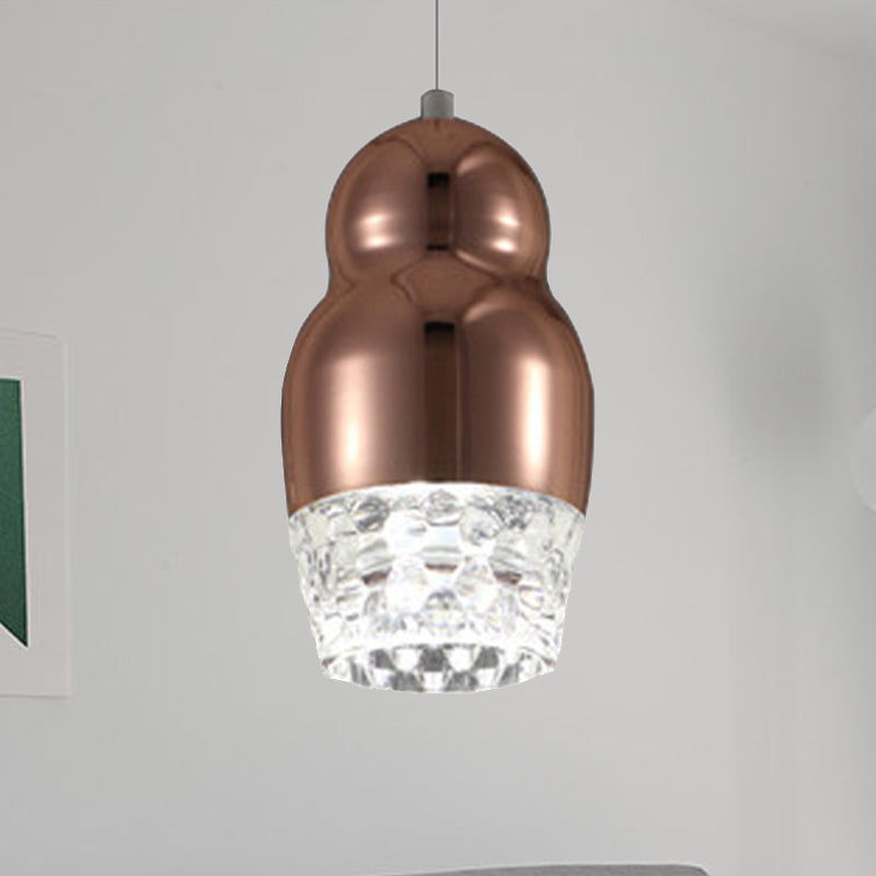 1/3 Heads Metal Pendant Lamp with Gourd Shade Postmodern Chrome/Gold/Rose Gold Suspended Pendant Light for Bar in Warm/White Clearhalo 'Ceiling Lights' 'Pendant Lights' 'Pendants' Lighting' 246741