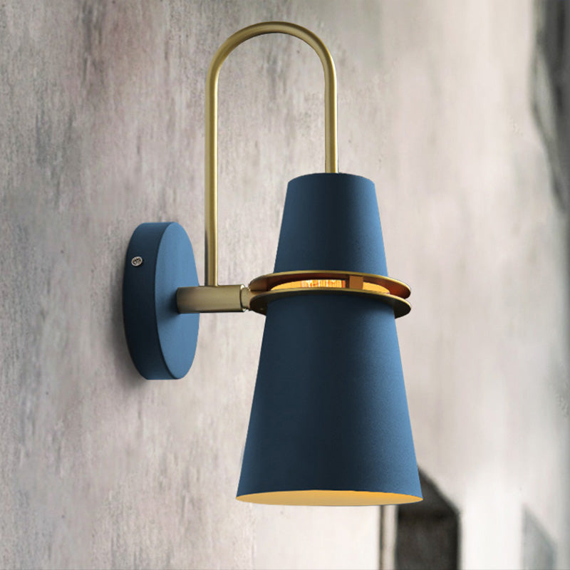 Nordic Horn Shaped Wall Mount Lighting Metal 1 Head Bedroom Reading Lamp with Slit Dark Blue Clearhalo 'Wall Lamps & Sconces' 'Wall Lights' Lighting' 2467486