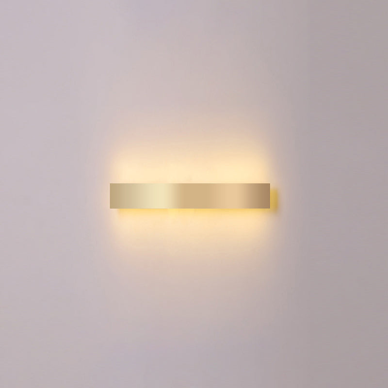 Aluminum Bar Shaped Flush Wall Sconce Minimalist Gold Plated LED Wall Light for Living Room Gold 12" Warm Clearhalo 'Cast Iron' 'Glass' 'Industrial' 'Modern wall lights' 'Modern' 'Tiffany' 'Traditional wall lights' 'Wall Lamps & Sconces' 'Wall Lights' Lighting' 2467517