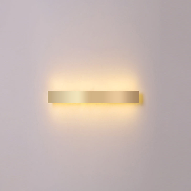 Aluminum Bar Shaped Flush Wall Sconce Minimalist Gold Plated LED Wall Light for Living Room Gold 23.5" Warm Clearhalo 'Cast Iron' 'Glass' 'Industrial' 'Modern wall lights' 'Modern' 'Tiffany' 'Traditional wall lights' 'Wall Lamps & Sconces' 'Wall Lights' Lighting' 2467521