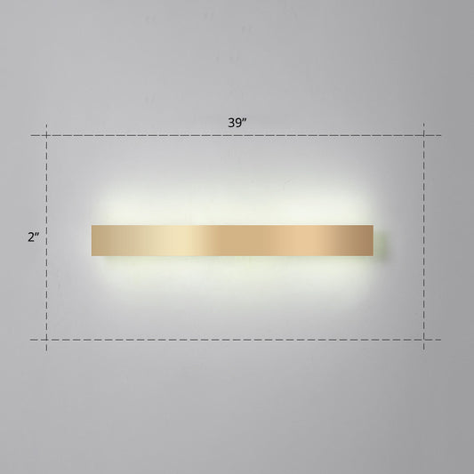 Aluminum Bar Shaped Flush Wall Sconce Minimalist Gold Plated LED Wall Light for Living Room Clearhalo 'Cast Iron' 'Glass' 'Industrial' 'Modern wall lights' 'Modern' 'Tiffany' 'Traditional wall lights' 'Wall Lamps & Sconces' 'Wall Lights' Lighting' 2467538
