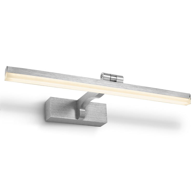 Aluminum Linear LED Vanity Wall Light Fixture Minimalistic Swingable Picture Lamp Silver 16" Clearhalo 'Modern wall lights' 'Modern' 'Vanity Lights' 'Wall Lights' Lighting' 2467583