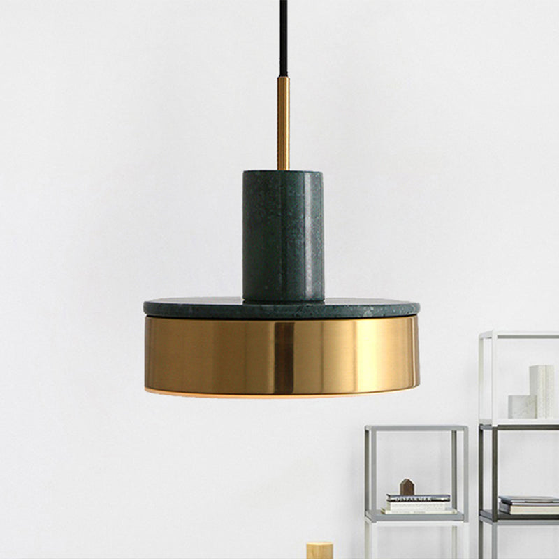 Drum Pendant Lamp Contemporary Metal 1 Light Black/White/Dark Green Led Hanging Ceiling Light for Dining Room Dark Green Clearhalo 'Ceiling Lights' 'Modern Pendants' 'Modern' 'Pendant Lights' 'Pendants' Lighting' 246770