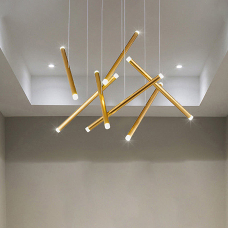 Brown/Gold/Rose Gold Flute Cluster Pendant Light Simple Style 7 Lights Metal Pendant Light for Dining Room in Warm/White Gold Clearhalo 'Ceiling Lights' 'Modern Pendants' 'Modern' 'Pendant Lights' 'Pendants' Lighting' 246774