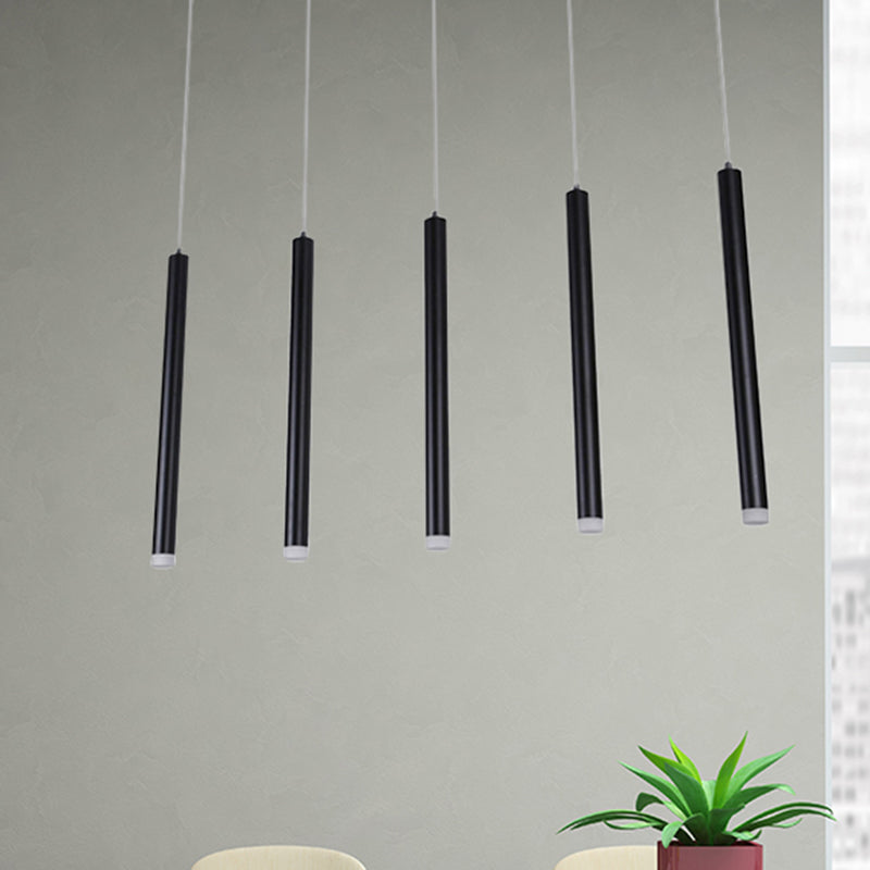 Black Pipe Pendant Lighting Modern 5/16 Lights Metal Cluster Pendant Light with Linear/Round/Rectangle Canopy in Warm/White Black Linear Clearhalo 'Ceiling Lights' 'Modern Pendants' 'Modern' 'Pendant Lights' 'Pendants' Lighting' 246777