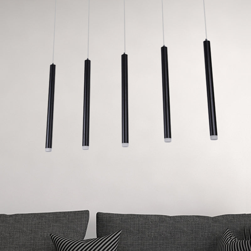 Black Pipe Pendant Lighting Modern 5/16 Lights Metal Cluster Pendant Light with Linear/Round/Rectangle Canopy in Warm/White Clearhalo 'Ceiling Lights' 'Modern Pendants' 'Modern' 'Pendant Lights' 'Pendants' Lighting' 246778