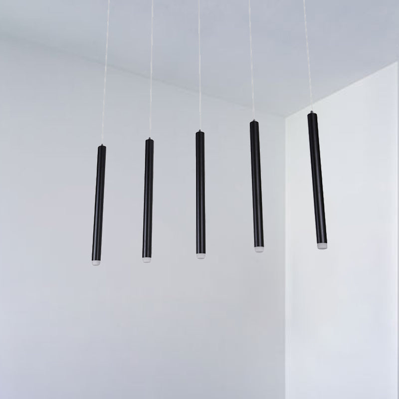 Black Pipe Pendant Lighting Modern 5/16 Lights Metal Cluster Pendant Light with Linear/Round/Rectangle Canopy in Warm/White Clearhalo 'Ceiling Lights' 'Modern Pendants' 'Modern' 'Pendant Lights' 'Pendants' Lighting' 246779