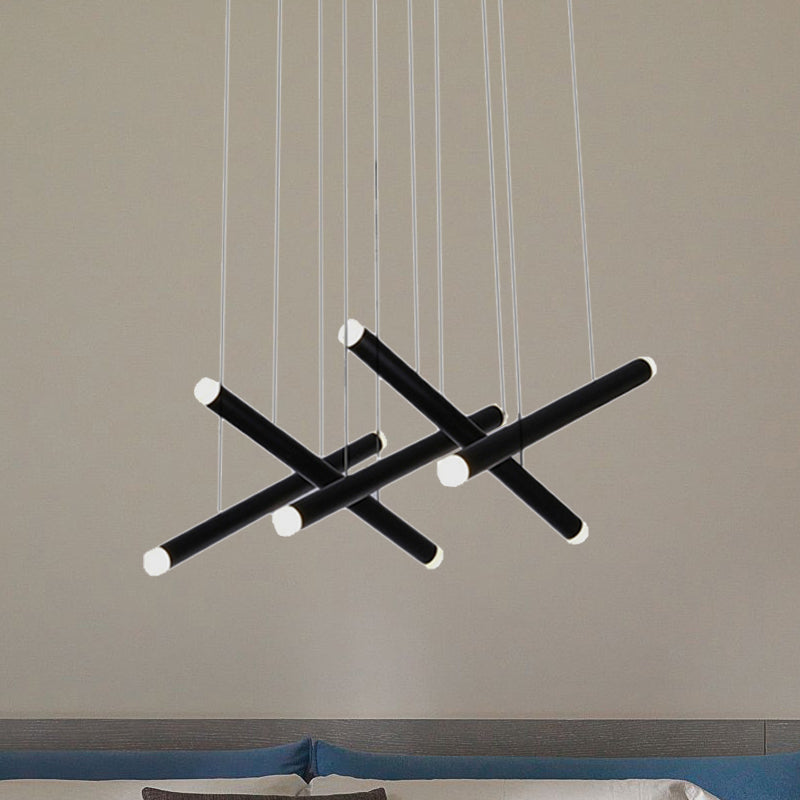 Black Pipe Pendant Lighting Modern 5/16 Lights Metal Cluster Pendant Light with Linear/Round/Rectangle Canopy in Warm/White Black Rectangle Clearhalo 'Ceiling Lights' 'Modern Pendants' 'Modern' 'Pendant Lights' 'Pendants' Lighting' 246780