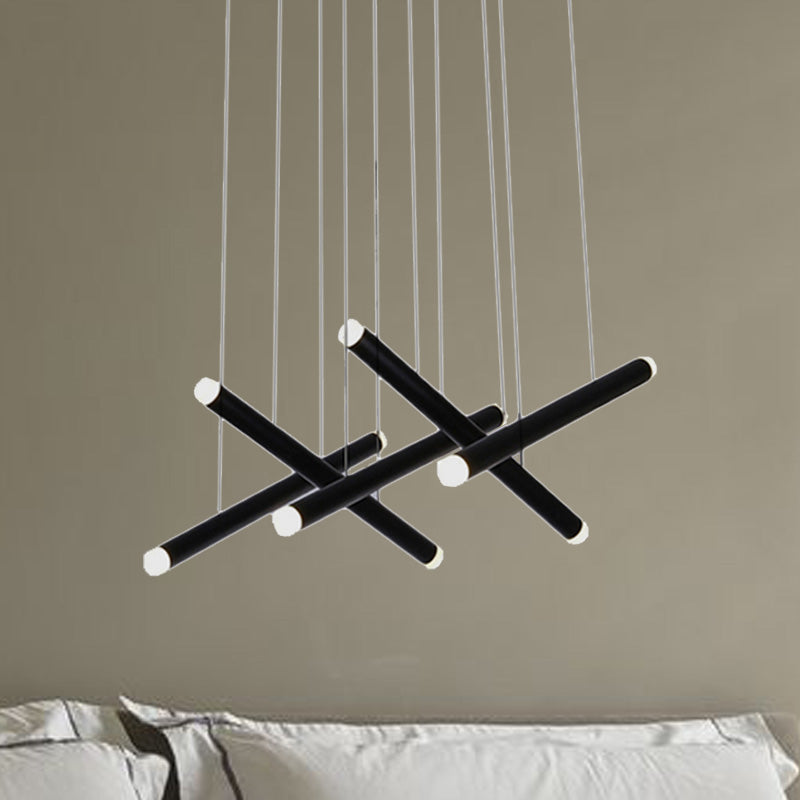 Black Pipe Pendant Lighting Modern 5/16 Lights Metal Cluster Pendant Light with Linear/Round/Rectangle Canopy in Warm/White Clearhalo 'Ceiling Lights' 'Modern Pendants' 'Modern' 'Pendant Lights' 'Pendants' Lighting' 246781