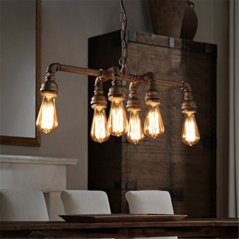 6-Light Pipe Pendant Lighting Industrial Metal Ceiling Suspension Lamp for Dining Room Clearhalo 'Ceiling Lights' 'Island Lights' Lighting' 2467842