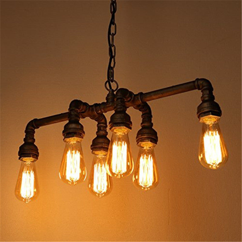 6-Light Pipe Pendant Lighting Industrial Metal Ceiling Suspension Lamp for Dining Room Clearhalo 'Ceiling Lights' 'Island Lights' Lighting' 2467843