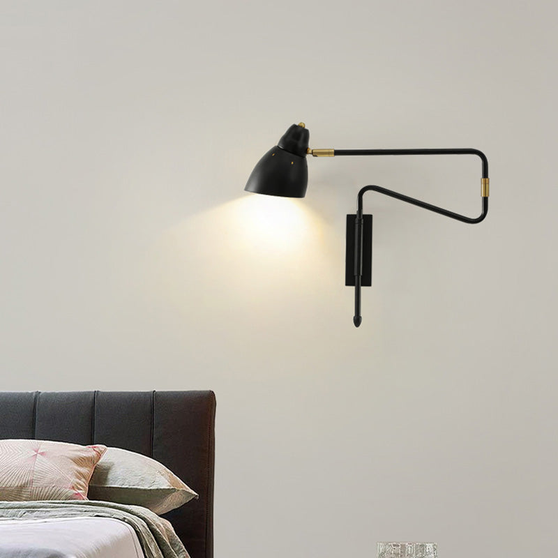 Metal Angled Shade Wall Light Postmodern 1-Light Extendable Task Wall Lamp for Studio Black Clearhalo 'Cast Iron' 'Glass' 'Industrial' 'Modern wall lights' 'Modern' 'Tiffany' 'Traditional wall lights' 'Wall Lamps & Sconces' 'Wall Lights' Lighting' 2467883