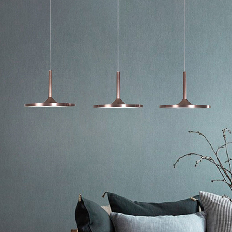 Circular Metal Hanging Light Kit Simplicity LED Black/Brown Pendant Light Fixture in Warm/White/Natural Light Brown Clearhalo 'Ceiling Lights' 'Modern Pendants' 'Modern' 'Pendant Lights' 'Pendants' Lighting' 246789