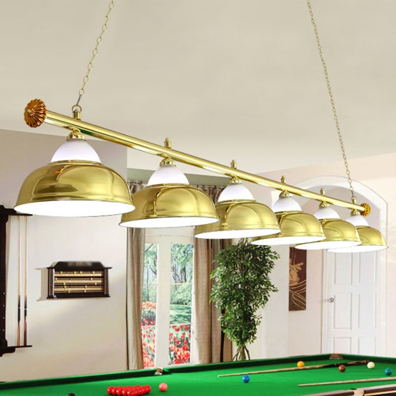 Metal Mirrored Bowl Island Pendant Light Industrial Billiard Room Suspended Lighting Fixture 6 Gold Clearhalo 'Ceiling Lights' 'Island Lights' Lighting' 2467971