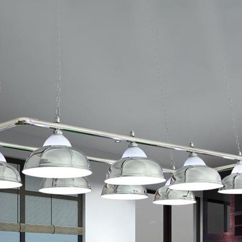 Metal Mirrored Bowl Island Pendant Light Industrial Billiard Room Suspended Lighting Fixture 8 Silver Clearhalo 'Ceiling Lights' 'Island Lights' Lighting' 2467979