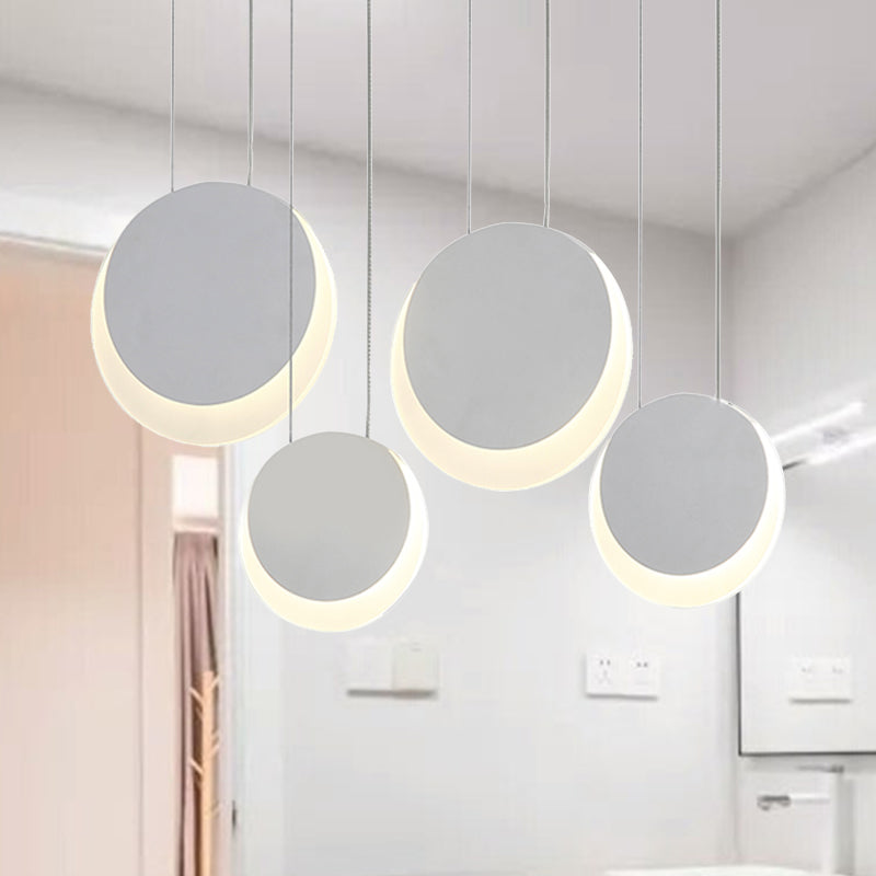 Moon Shaped Multi Light Pendant Nordic Metal 3/4/5 Lights White Cluster Pendant Light in Warm/White Light Clearhalo 'Ceiling Lights' 'Modern Pendants' 'Modern' 'Pendant Lights' 'Pendants' Lighting' 246805