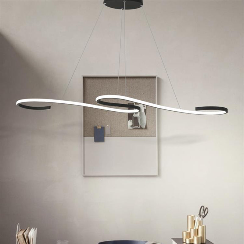 Meandering Pendant Lighting Simplicity Metal Restaurant LED Island Light Fixture Black Clearhalo 'Ceiling Lights' 'Island Lights' Lighting' 2468060