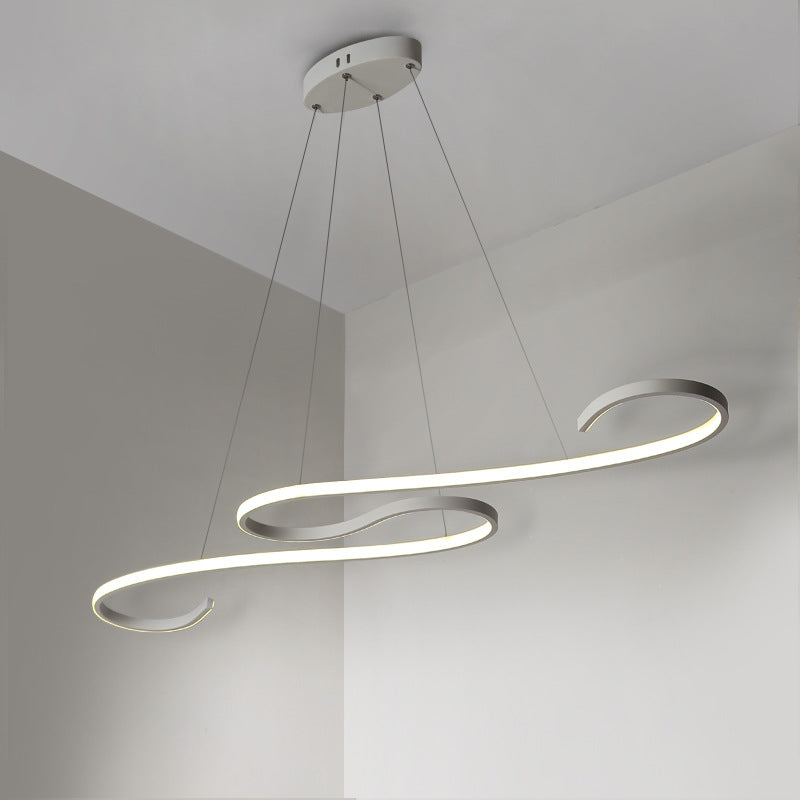 Meandering Pendant Lighting Simplicity Metal Restaurant LED Island Light Fixture White Clearhalo 'Ceiling Lights' 'Island Lights' Lighting' 2468062