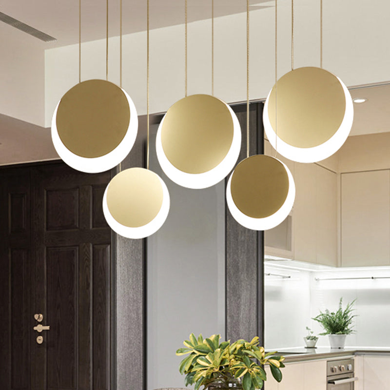 Moon Shaped Multi Light Pendant Nordic Metal 3/4/5 Lights White Cluster Pendant Light in Warm/White Light Clearhalo 'Ceiling Lights' 'Modern Pendants' 'Modern' 'Pendant Lights' 'Pendants' Lighting' 246808