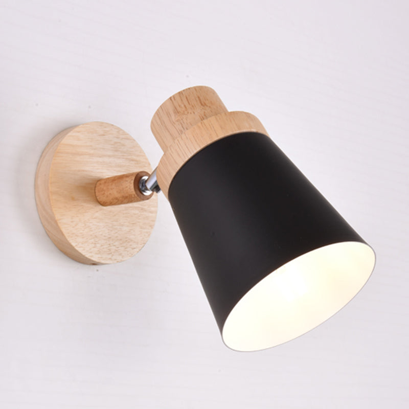 1-Bulb Bedside Reading Light Macaron Wall Light Fixture with Swivel Conical Metal Shade Black Clearhalo 'Wall Lamps & Sconces' 'Wall Lights' Lighting' 2468117