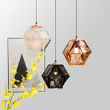 Diamond Suspension Pendant Lamp Modern Textured White/Amber/Smoke Glass Dining Room Led Hanging Light Fixture Clearhalo 'Ceiling Lights' 'Glass shade' 'Glass' 'Modern Pendants' 'Modern' 'Pendant Lights' 'Pendants' Lighting' 246812