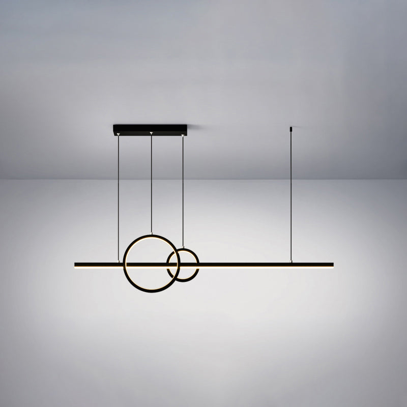 Linear and Ring Island Lamp Minimalistic Acrylic Black LED Suspension Light for Dining Room Black White Clearhalo 'Ceiling Lights' 'Island Lights' Lighting' 2468155