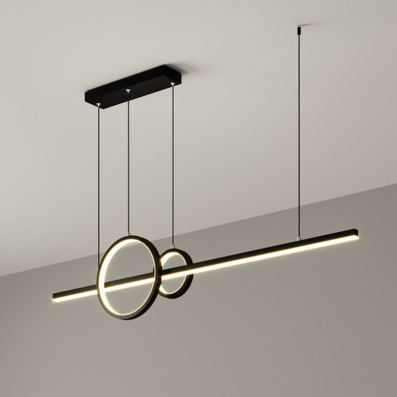 Linear and Ring Island Lamp Minimalistic Acrylic Black LED Suspension Light for Dining Room Clearhalo 'Ceiling Lights' 'Island Lights' Lighting' 2468158