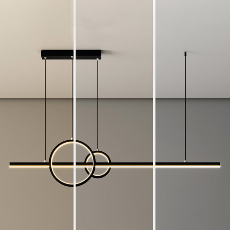 Linear and Ring Island Lamp Minimalistic Acrylic Black LED Suspension Light for Dining Room Clearhalo 'Ceiling Lights' 'Island Lights' Lighting' 2468160