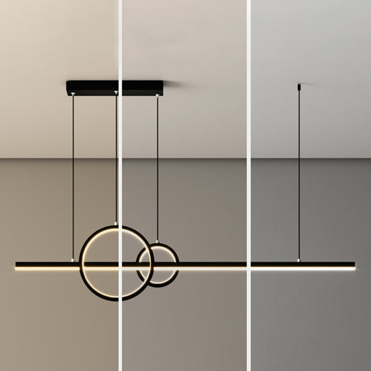 Linear and Ring Island Lamp Minimalistic Acrylic Black LED Suspension Light for Dining Room Clearhalo 'Ceiling Lights' 'Island Lights' Lighting' 2468160