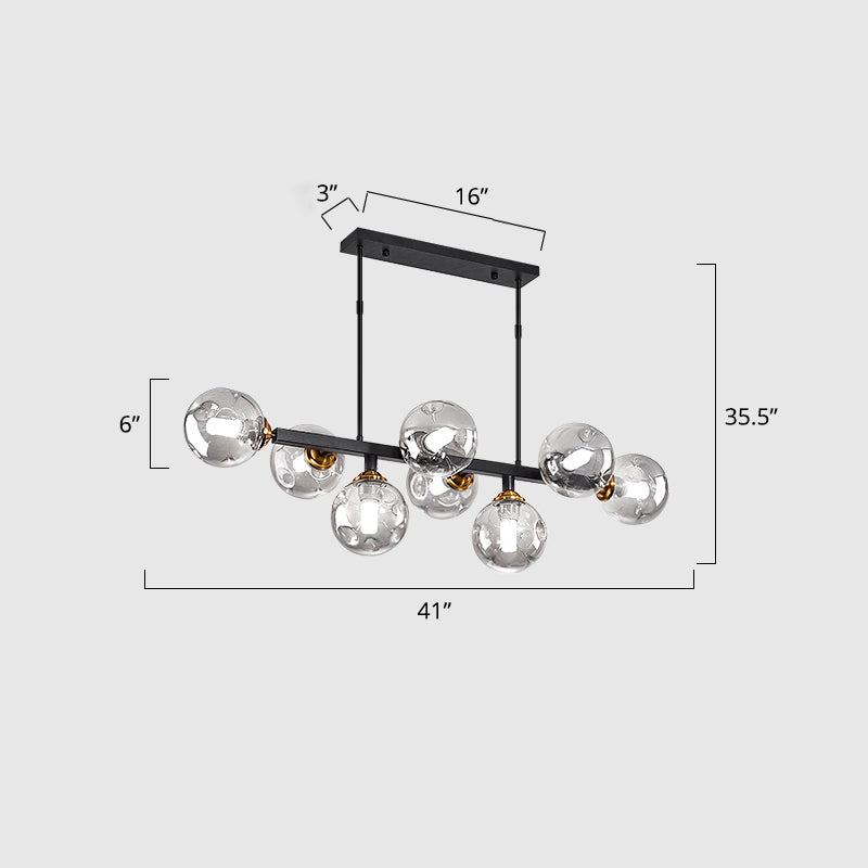 Ball Hand-Blown Dimpled Glass Island Lamp Postmodern Pendant Lighting for Restaurant Clearhalo 'Ceiling Lights' 'Island Lights' Lighting' 2468178