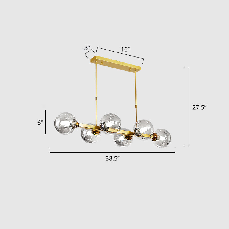 Ball Hand-Blown Dimpled Glass Island Lamp Postmodern Pendant Lighting for Restaurant Clearhalo 'Ceiling Lights' 'Island Lights' Lighting' 2468181