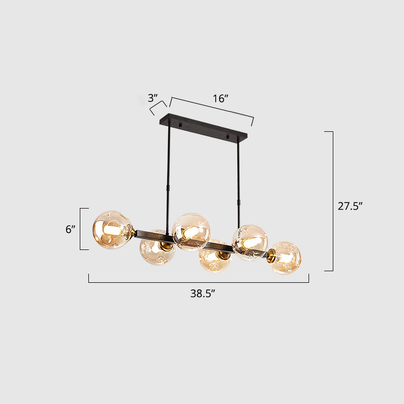 Ball Hand-Blown Dimpled Glass Island Lamp Postmodern Pendant Lighting for Restaurant Clearhalo 'Ceiling Lights' 'Island Lights' Lighting' 2468182